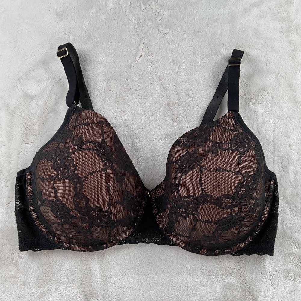 Natori Feathers Black Lace Underwire Bra Tan Base 36DDD 36G
